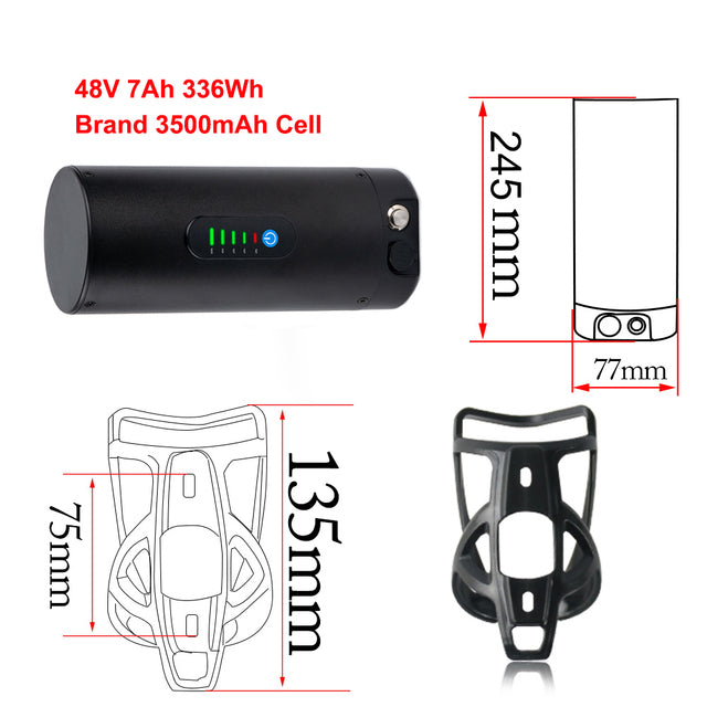 Bottle eBike Battery 36V 7Ah 36V 10.5Ah 48V 7Ah Sanyo/Samsung 18650 Cell for Bafang TSDZ2 500W 350W 250W Electric Bicycle Motor
