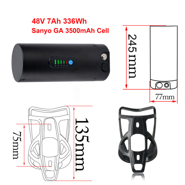 Bottle eBike Battery 36V 7Ah 36V 10.5Ah 48V 7Ah Sanyo/Samsung 18650 Cell for Bafang TSDZ2 500W 350W 250W Electric Bicycle Motor