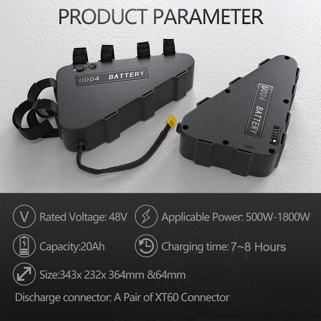 eBike Battery 48V 52V 20Ah 24Ah 18650 Triangle Electric Bicycle Bateria Pack for Bafang TSDZ2 2000W 1500W 1000W 750W 500W Motor