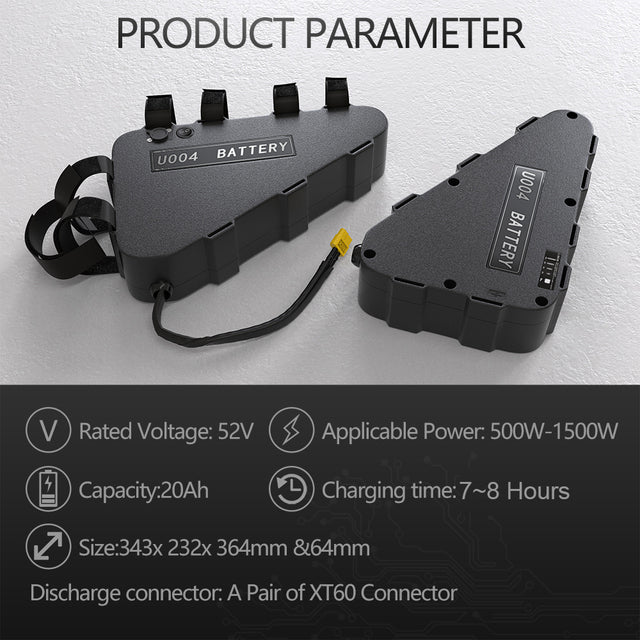 eBike Battery 48V 52V 20Ah 24Ah 18650 Triangle Electric Bicycle Bateria Pack for Bafang TSDZ2 2000W 1500W 1000W 750W 500W Motor