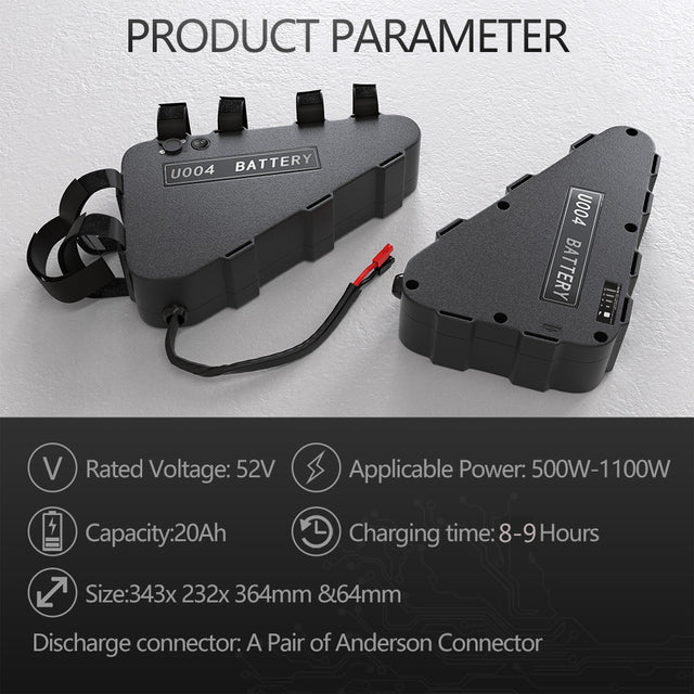 eBike Battery 48V 52V 20Ah 24Ah 18650 Triangle Electric Bicycle Bateria Pack for Bafang TSDZ2 2000W 1500W 1000W 750W 500W Motor