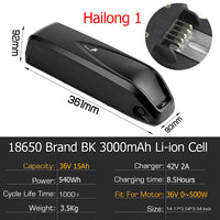 Hailong eBike Battery 52V 19.2Ah 36V 20Ah 48V 13Ah 21700/18650 Panasonic Electric Bicycle Battery for 1000W 750W 500W 250W Motor