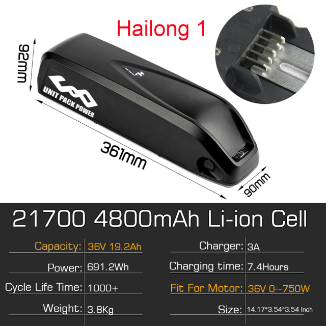 eBike Battery 36V 48V 52V 20Ah 19.2Ah 28.8Ah 21700 Tesla 4800mAh Cell Electric Bicycle Bateria for 1500W 1000W 750W 500W Motor