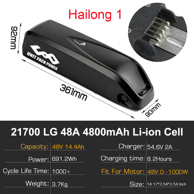 eBike Battery 21700 Samsung/LG Hailong 36V 52V 48V 20Ah 15Ah 25Ah 30Ah With Bluetooth BMS for 1500W 1000W 750W 500W 350W Motor
