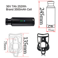 Bottle eBike Battery Pack 36V 10.5Ah 48V 7Ah With Sanyo/LG 18650 Li-ion Cell Bafang TSDZ2 750W 500W 350W 250W Mini Batteries