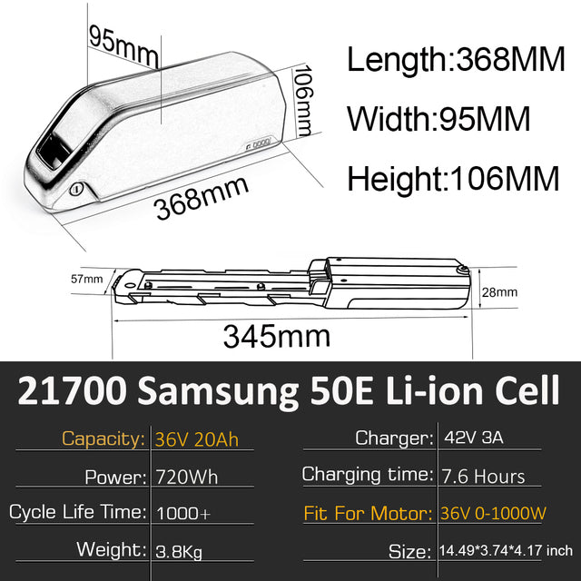 Bluetooth eBike Battery Polly 36V 48V 52V 15Ah 20Ah 25Ah 21700 Samsung 50E Bicycle Bateria for 1500W 1000W 750W 500W 350W Motor