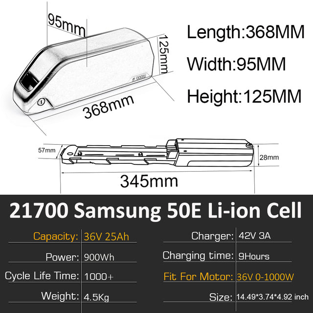 Bluetooth eBike Battery Polly 36V 48V 52V 15Ah 20Ah 25Ah 21700 Samsung 50E Bicycle Bateria for 1500W 1000W 750W 500W 350W Motor