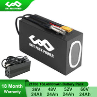 21700 Tesla Cell eScooter Battery Pack 60V 24Ah 52V 48V 36V 24Ah Electric eBike Battery for 2500W 2000W 1500W 1000W 500W Motor