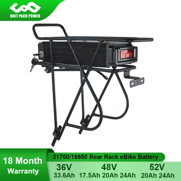 21700 eBike Battery With Rack 48V 52V 24Ah 36V 33.6Ah Trunk Electric Bike Battery 18650 52V 48V 17.5Ah 20Ah for 350W-2000W Motor