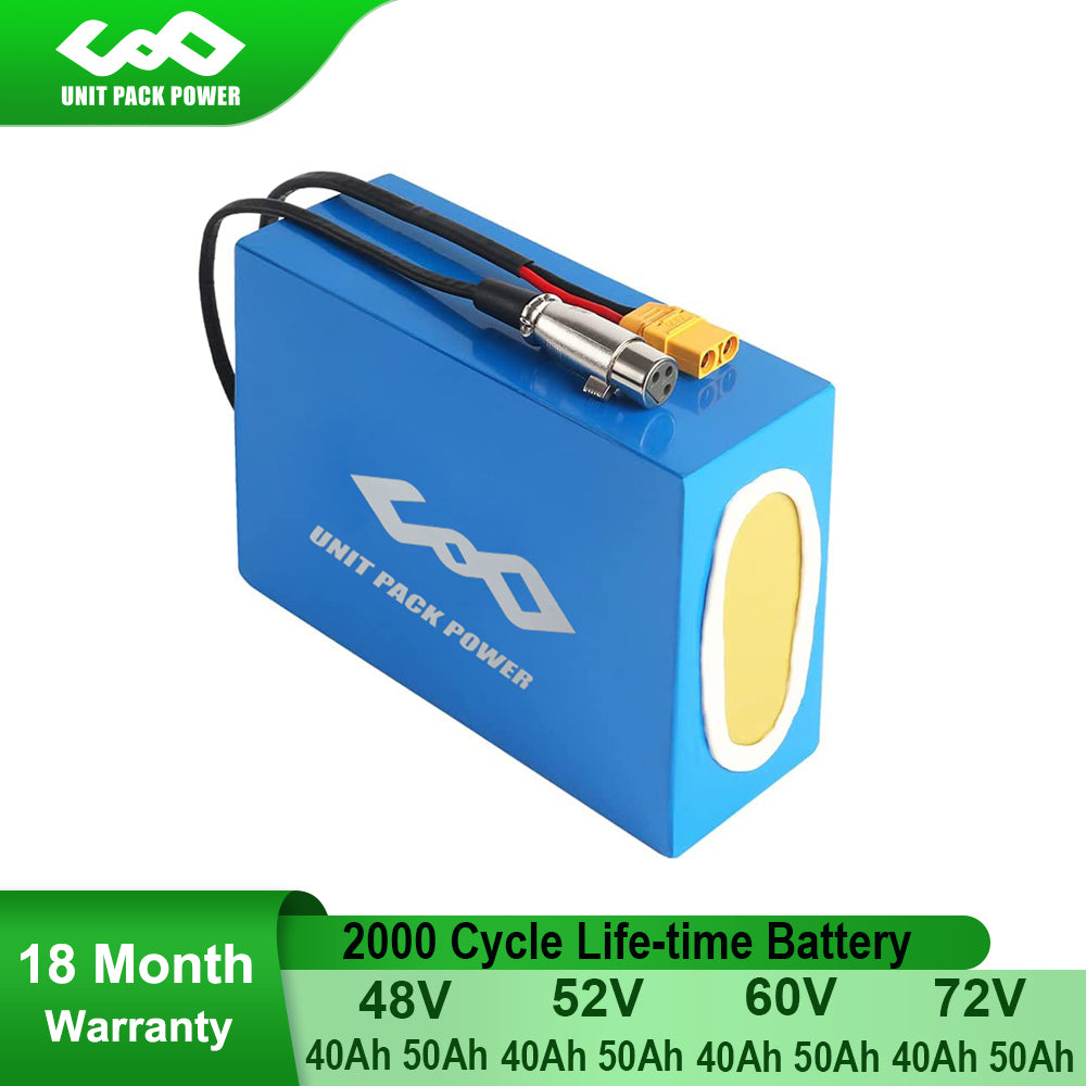 48V 52V 60V 72V 50Ah 40Ah eScooter Battery for 5000W 3000W 2000W 1000W Motorcycle/Trike/Go-Kart/Waterproof Lithium Battery Pack