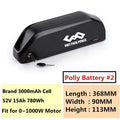 Electric eBike Battery 48V 24.5Ah 52V 21Ah 17.5Ah 15Ah 13Ah Polly Batteria Pack for Bafang BBSHD BBS02 1000W 750W 500W Motor