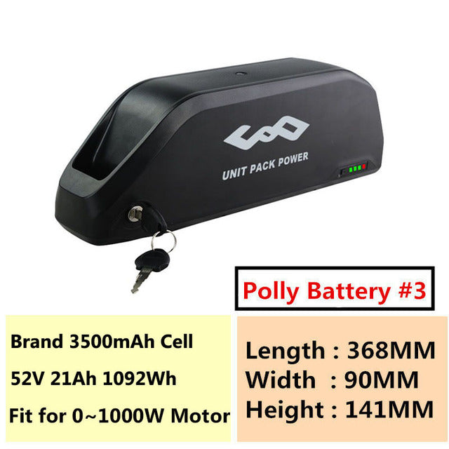 Electric eBike Battery 48V 24.5Ah 52V 21Ah 17.5Ah 15Ah 13Ah Polly Batteria Pack for Bafang BBSHD BBS02 1000W 750W 500W Motor