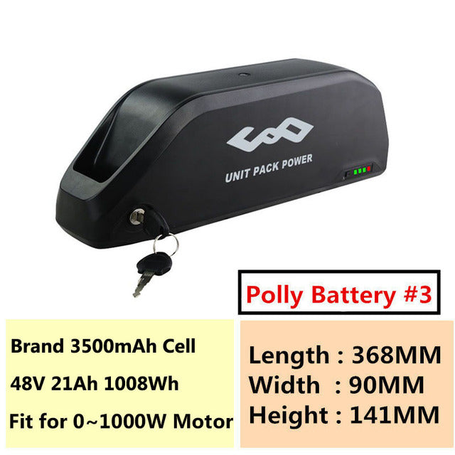 Electric eBike Battery 48V 24.5Ah 52V 21Ah 17.5Ah 15Ah 13Ah Polly Batteria Pack for Bafang BBSHD BBS02 1000W 750W 500W Motor