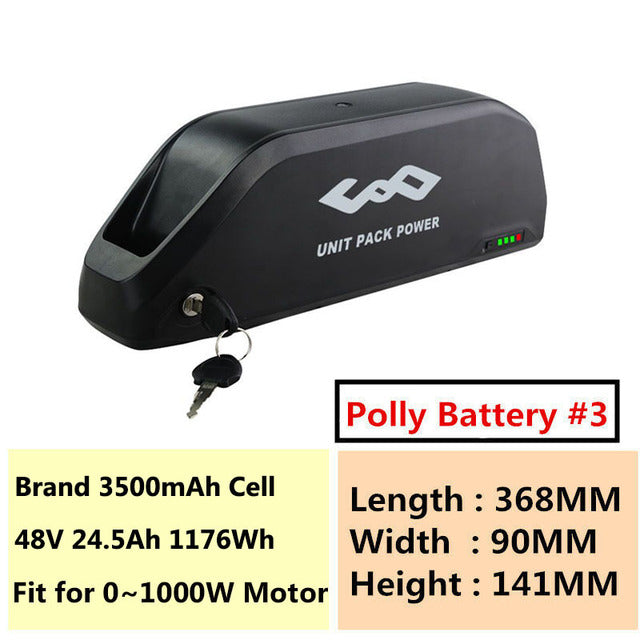 Electric eBike Battery 48V 24.5Ah 52V 21Ah 17.5Ah 15Ah 13Ah Polly Batteria Pack for Bafang BBSHD BBS02 1000W 750W 500W Motor