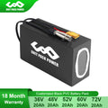 Black PVC Battery Pack 60V 20Ah 72V 20Ah 36V 20Ah 48V 20Ah 52V 20Ah Electric eScooter Batteries for 3000W 2000W 1000W 500W Motor