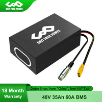 48V 35Ah eScooter Battery Pack 1680Wh 18650 Li-ion Waterproof Black PVC Electric eBike Battery for 2000W 1500W 1000W 750W Motor