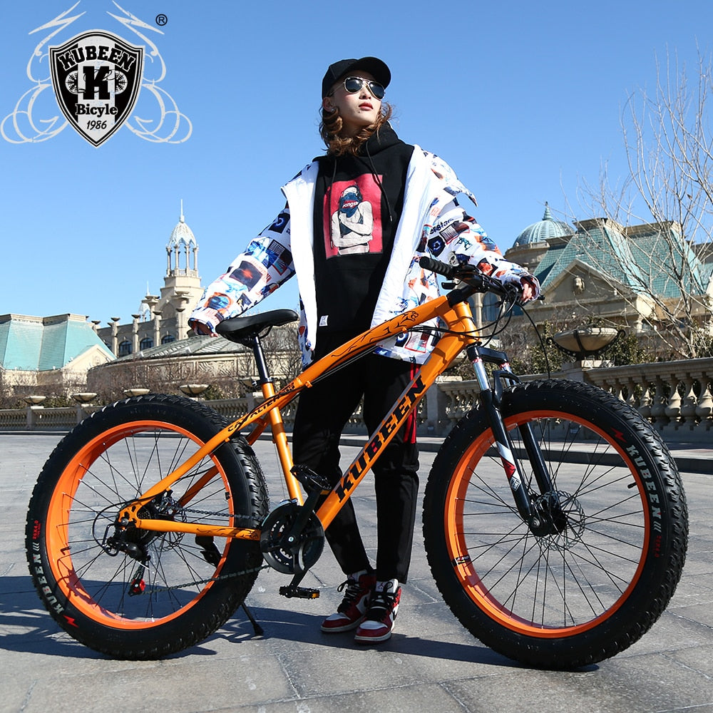KUBEEN new arrival 7/21/24/27 speeds Disc brakes Fat bike 26 inch 26x4.0" Fat Tire Snow Bicycle  Oil spring fork easy-smart-way.myshopify.com