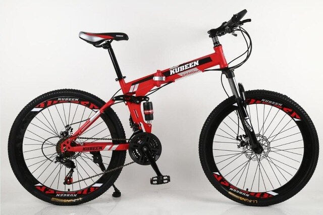 KUBEEN 26inch folding mountain bike 21 speed double damping bicycle double disc brakes mountain bike easy-smart-way.myshopify.com