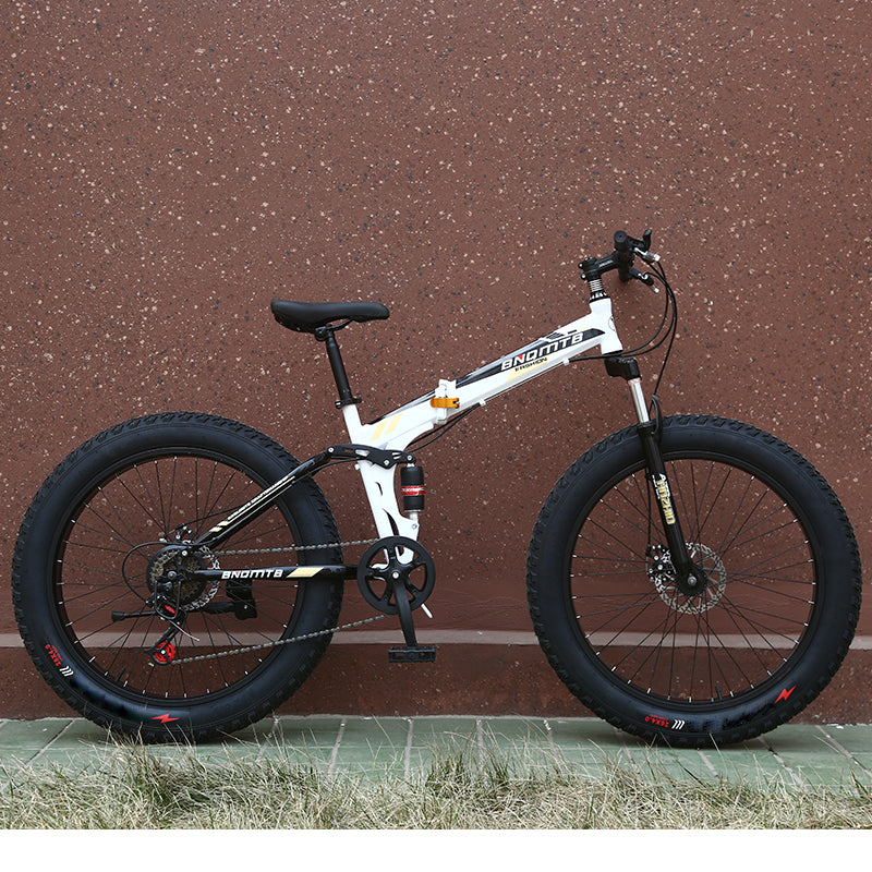 Double Suspension Folding Snow bicycle, fat bike 26er , 26*4.0 inch 7 21 27 30 speed ,26*17 fat bikes beach/snow mountain bike easy-smart-way.myshopify.com