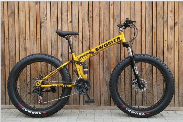 Double Suspension Folding Snow bicycle, fat bike 26er , 26*4.0 inch 7 21 27 30 speed ,26*17 fat bikes beach/snow mountain bike easy-smart-way.myshopify.com