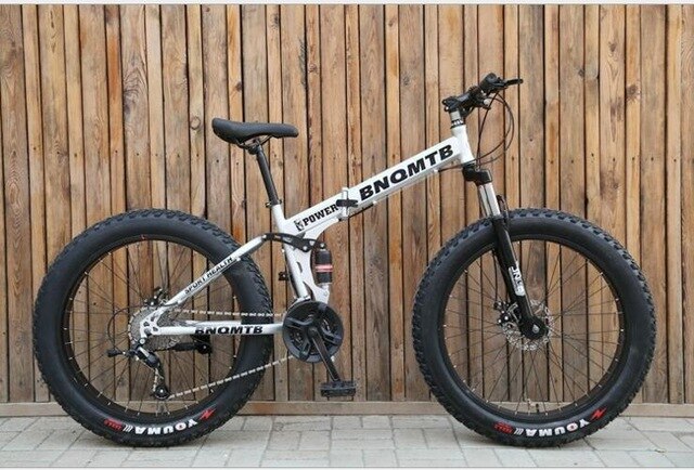 Double Suspension Folding Snow bicycle, fat bike 26er , 26*4.0 inch 7 21 27 30 speed ,26*17 fat bikes beach/snow mountain bike easy-smart-way.myshopify.com
