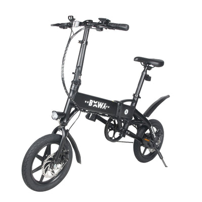 14inch Electric Bicycle Dual Disc Brake Aluminum Alloy Foldable Backup Portable 240W Electric Hybrid Bike Black Color