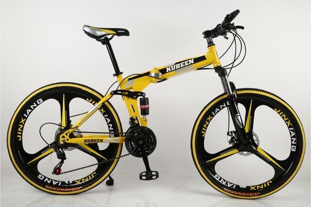 KUBEEN 26inch folding mountain bike 21 speed double damping bicycle double disc brakes mountain bike easy-smart-way.myshopify.com