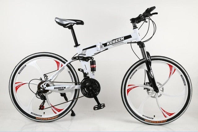KUBEEN 26inch folding mountain bike 21 speed double damping bicycle double disc brakes mountain bike easy-smart-way.myshopify.com
