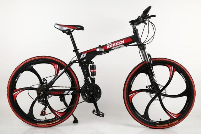KUBEEN 26inch folding mountain bike 21 speed double damping bicycle double disc brakes mountain bike easy-smart-way.myshopify.com
