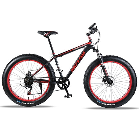 wolf's fang bicycle Mountain Bike 7/21speed 26"X 4.0" fat bike road bikes  Mechanical Disc Brake Spring Fork Alloy wheels bike easy-smart-way.myshopify.com