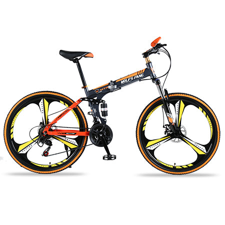 wolf's fang Mountain Bike 21 speed 26"inch Folding bike road bike Double disc brakes folding mountain bikes student bicycle easy-smart-way.myshopify.com