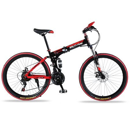 wolf's fang Mountain Bike 21 speed 26"inch Folding bike road bike Double disc brakes folding mountain bikes student bicycle easy-smart-way.myshopify.com