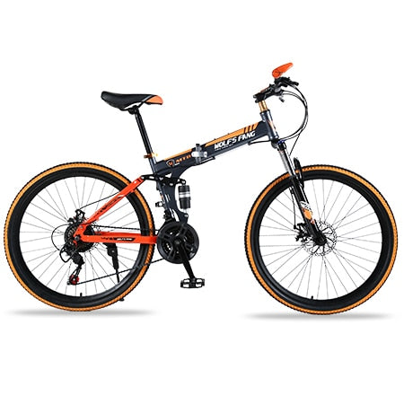 wolf's fang Mountain Bike 21 speed 26"inch Folding bike road bike Double disc brakes folding mountain bikes student bicycle easy-smart-way.myshopify.com