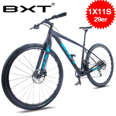 Free shipping BXT 11 Speed Mountain Bike 29-Inch Full carbon frame Dual Disc Brakes 29er*2.1 Tire Men Women Bicycle