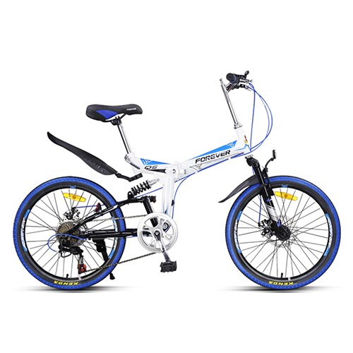 FOREVER Folding Mountain Bike High Carbon Steel Bicycle Student Adult Mechanical Disc Brake Road Bike Fold-away MTB 22in 7 Speed easy-smart-way.myshopify.com