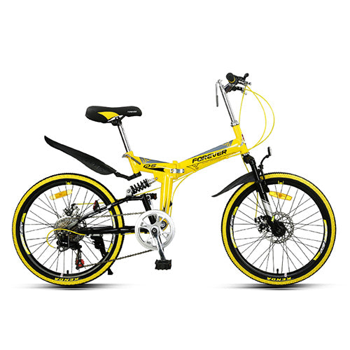 FOREVER Folding Mountain Bike High Carbon Steel Bicycle Student Adult Mechanical Disc Brake Road Bike Fold-away MTB 22in 7 Speed easy-smart-way.myshopify.com