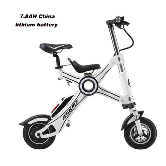 10-inch folding electric bicycle aluminum alloy chainless electric bike light and fast folding ebike with child seat easy-smart-way.myshopify.com