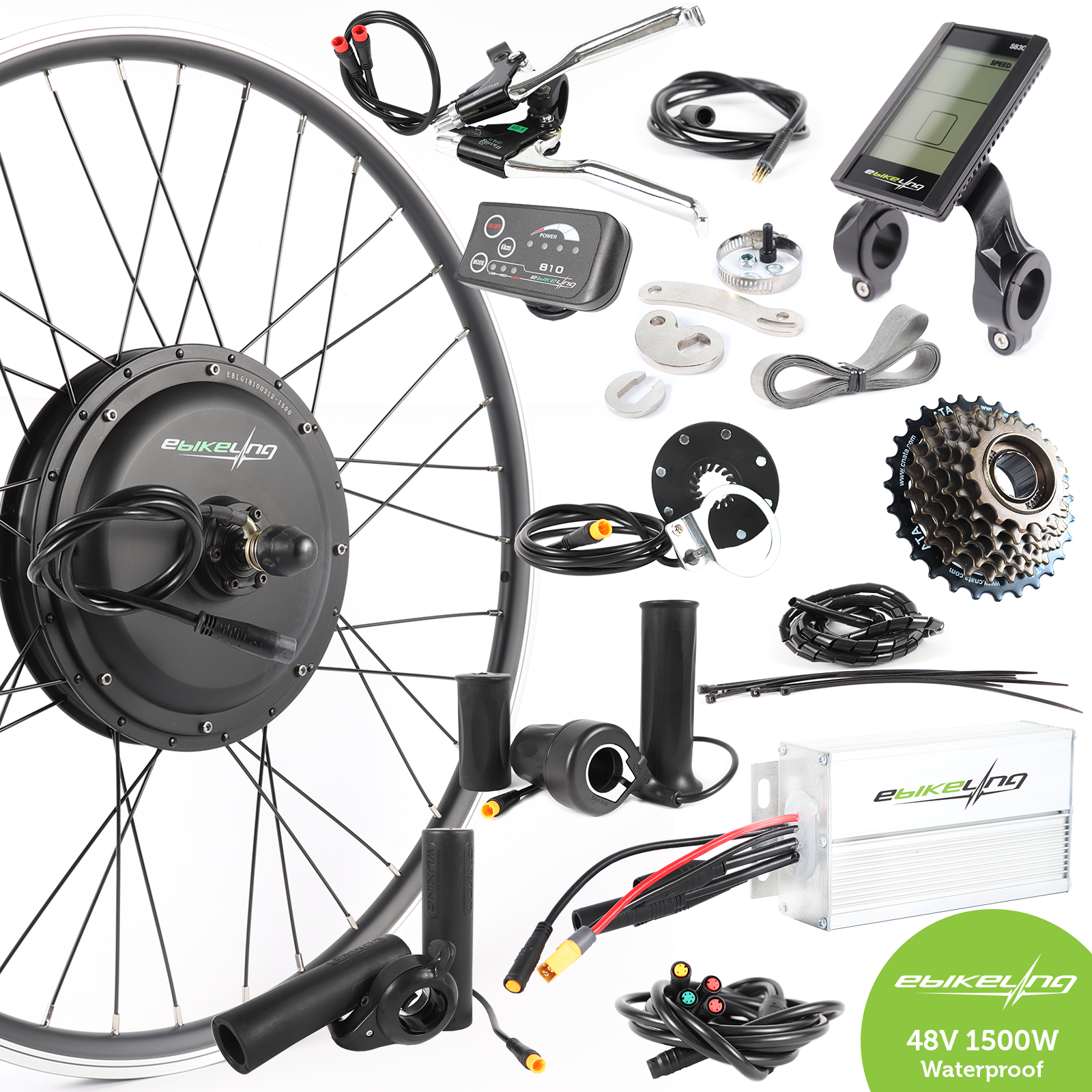Waterproof 48V 1200W 700C Direct Drive Front Rear eBike Conversion Kit easy-smart-way.myshopify.com